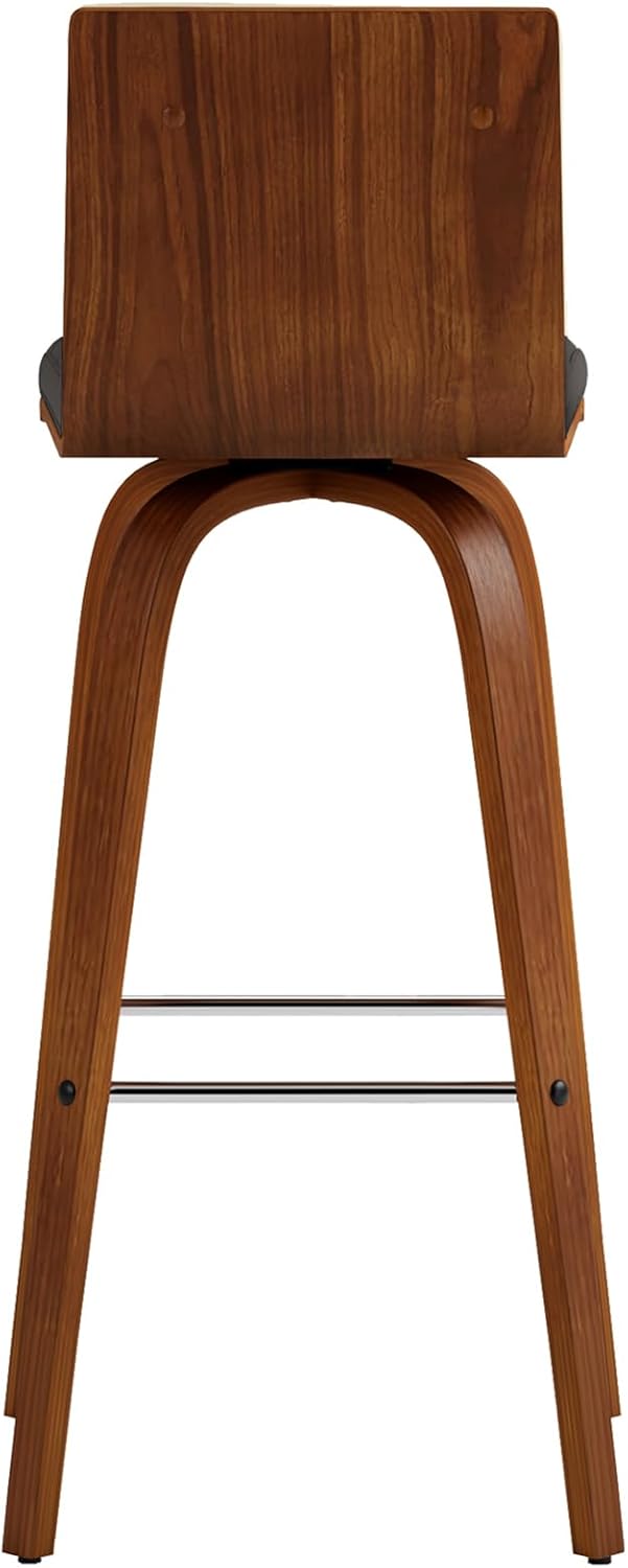 Vienna 30" Swivel Bar Stool in Walnut Wood Finish with Gray Faux Leather - Set of 2