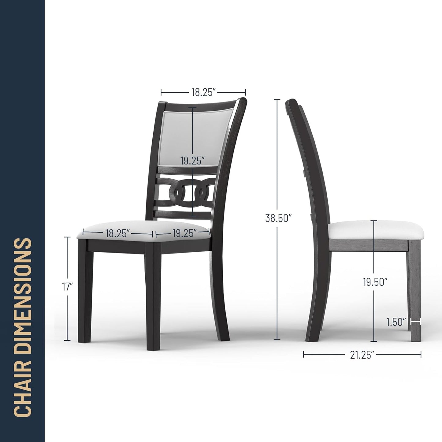 New Classic Furniture Gia 5-Piece Round Dining Set with 1 Dining Table and 4 Chairs, 47-Inch, Gray