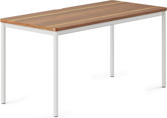 Branch Daily Desk - Functional at Home Office Desk with Effortless Assembly, Timeless Design, Rounded Corners, and Built-in Cable Notch - 58” W x 27” H x 24” D - Walnut - White