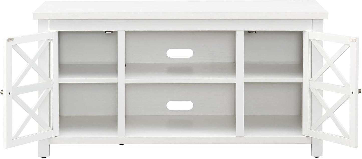 Henn&Hart Rectangular TV Stand for TV's up to 55" in White, TV Stands for the Living Room