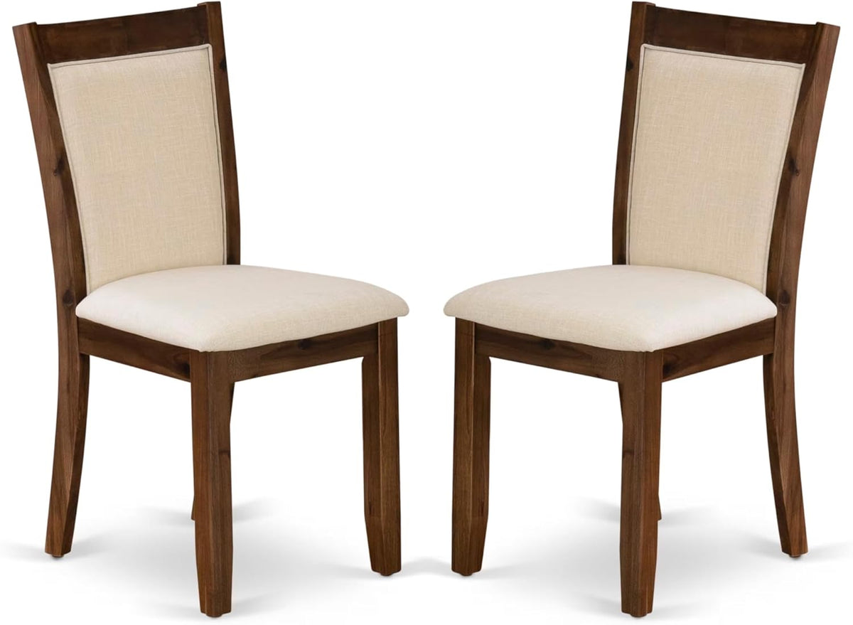 East West Furniture X727MZN32-9 9 Piece Dining Room Furniture Set Includes a Rectangle Dining Table with X-Legs and 8 Light Beige Linen Fabric Parsons Chairs, 40x72 Inch, Multi-Color