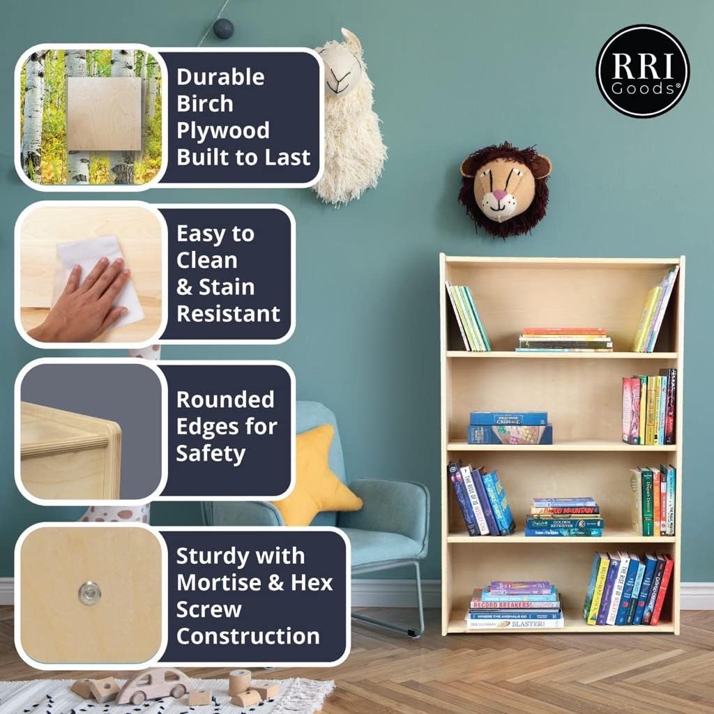 2-Shelf Kids Bookshelf & Toy Storage Organizer | 3-Section Montessori Shelves for Home & Classroom Organization & Storage