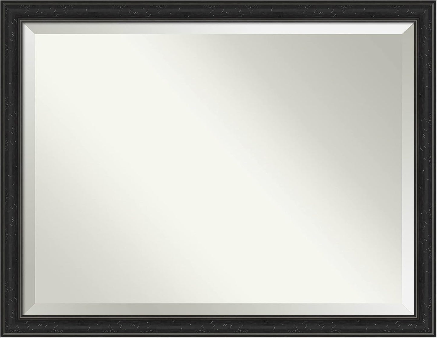 Amanti Art Black Bathroom Mirror for Over Sink, 34x44 Shipwreck Black Narrow Rectangle Vanity Mirror, X-Large Rustic Farmhouse Frame, Hangs Horizonally and Vertically, Bathroom Wall Decor, Beveled