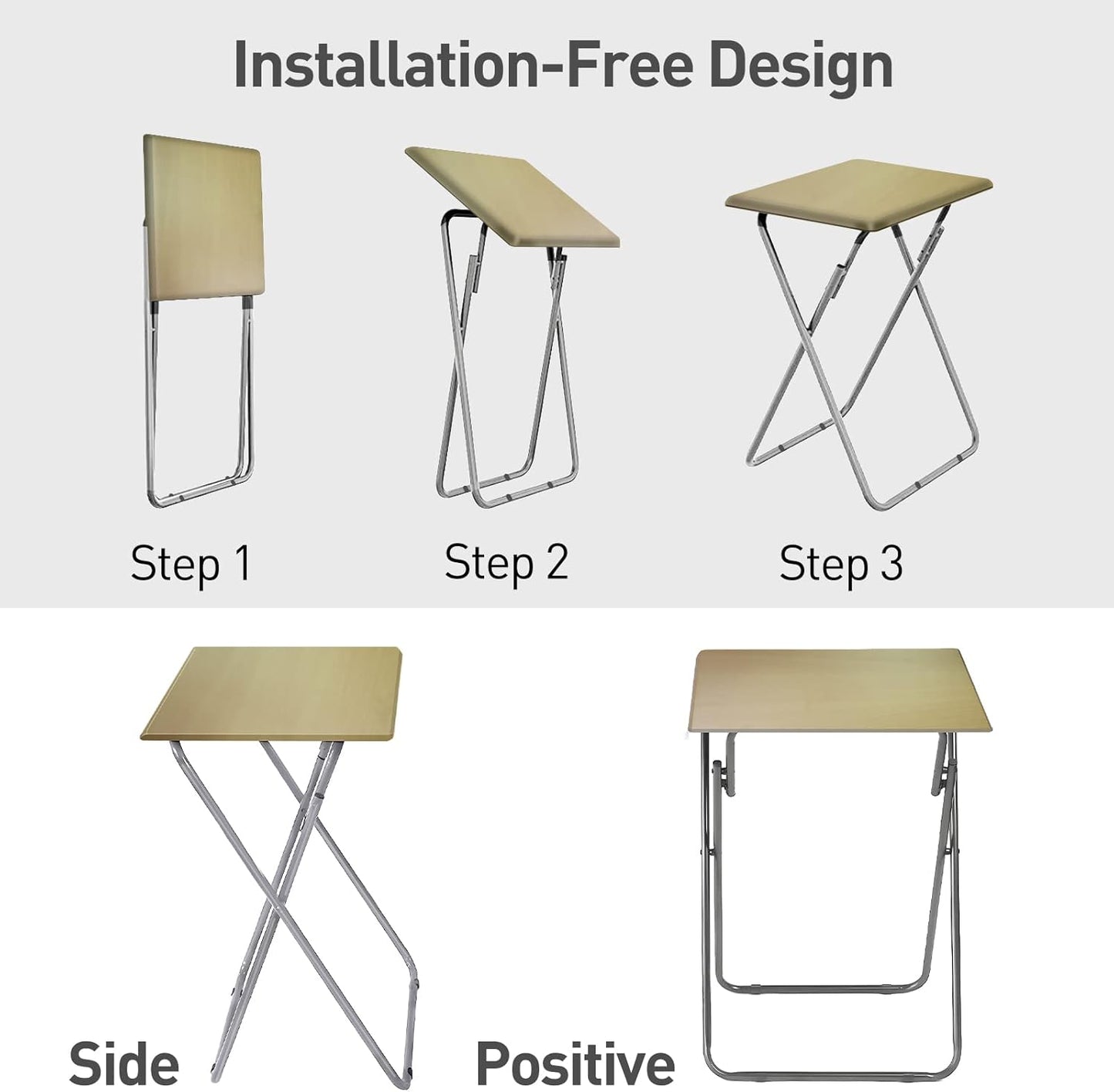 Garden 4 you Tv Trays, Folding Tray Table, Dinner Tray Table with No Assembly Required&Sturdy, Foldable Snack Eating Trays Table for Living Room, 15 x 18.9 x 26 in(Natural,2PC)