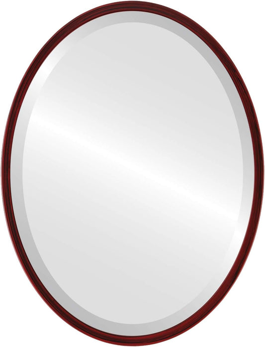 OVALCREST - Oval Wooden Beveled Wall Mirror for Home Decor, Bathroom, Vanity, Bedroom, Living Room, Hallway - London Style (Black Cherry) 23.1 x 29.1