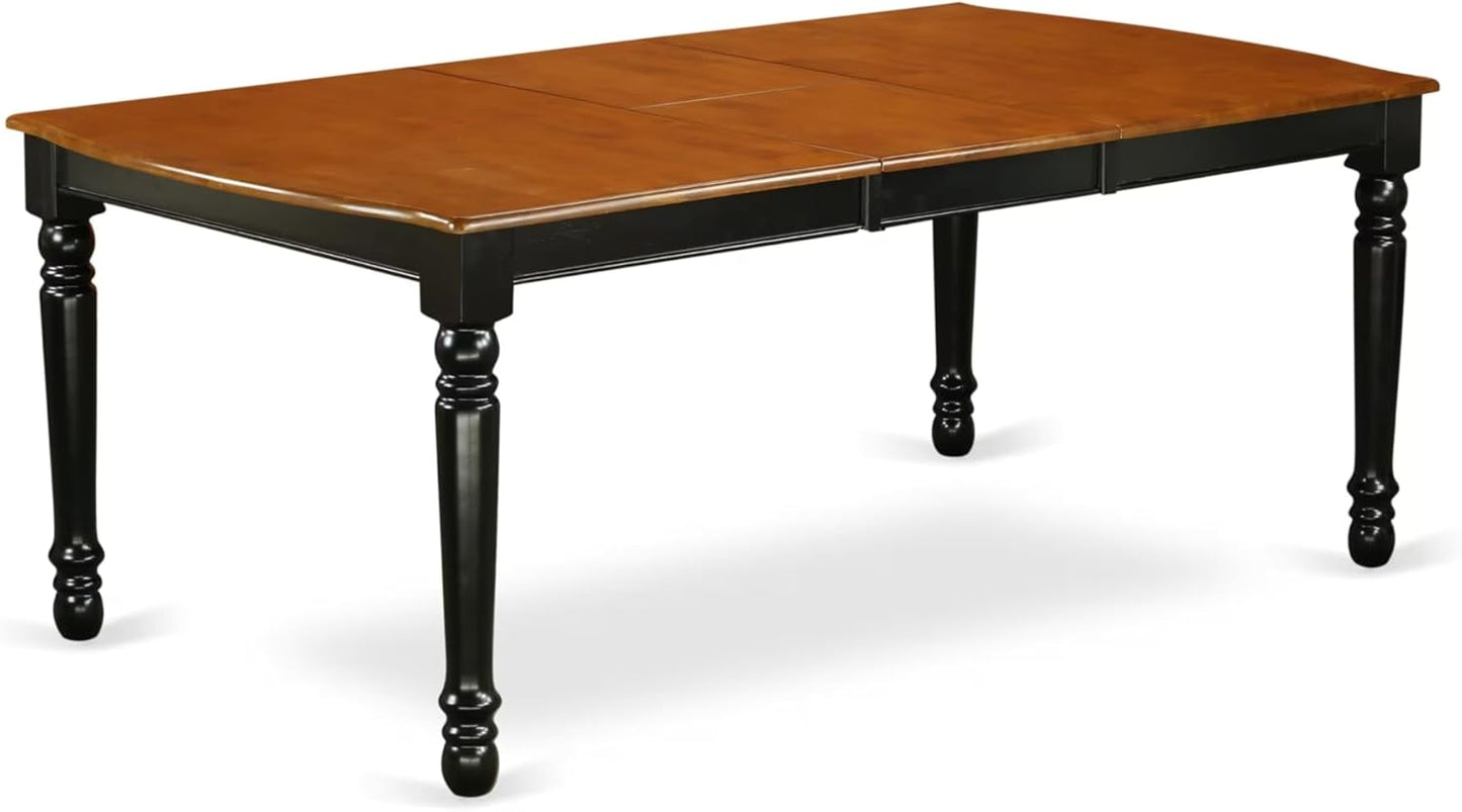 East West Furniture DOKE9-BCH-W 9 Piece Dining Room Table Set Includes a Rectangle Wooden Table with Butterfly Leaf and 8 Kitchen Dining Chairs, 42x78 Inch, Black & Cherry