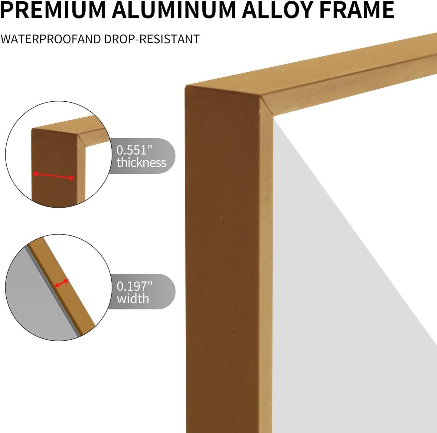 Golden Bathroom Mirror for Wall, Rectangle Mirrors with Metal Frame, Modern Vanity Wall Mirror Decor for Entryway Hangs, Bathroom Living Room Horizontal or Vertical(Golden, 36" L x 30" W)