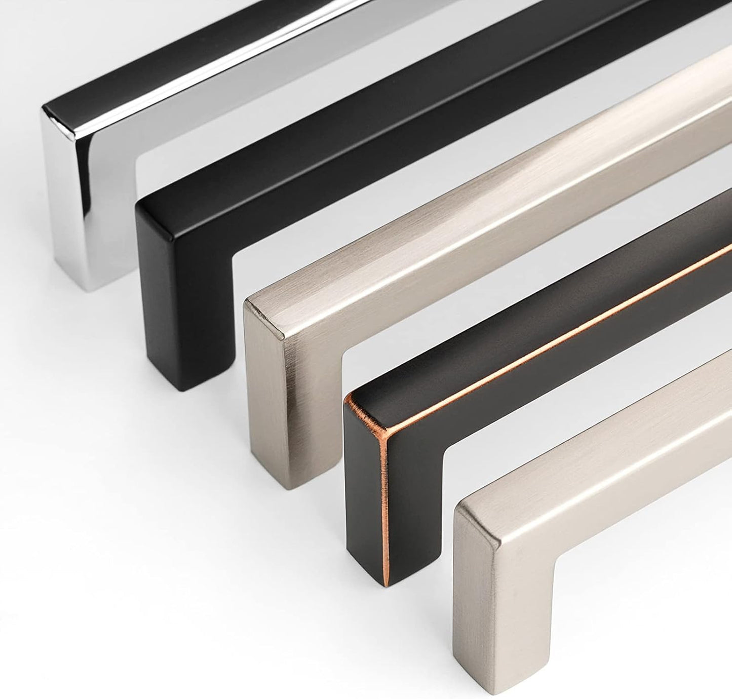 KOOFIZO Solid Square Bar Cabinet Handle - Chrome Furniture Pull, 7.6 Inch/192mm Screwhole Distance, 1-Piece for Kitchen Cupboard Door, Bedroom Dresser Drawer, Bathroom Wardrobe Hardware