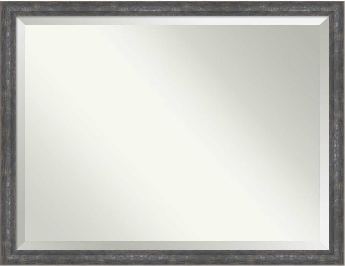 Amanti Art Grey Wall Mirror 33x43 Angled Metallic Rainbow Rectangle Bathroom Mirror for Wall Decor Living Room, X-Large Modern Contemporary Wood Frame, Hangs Horizonally and Vertically, Bathroom Decor