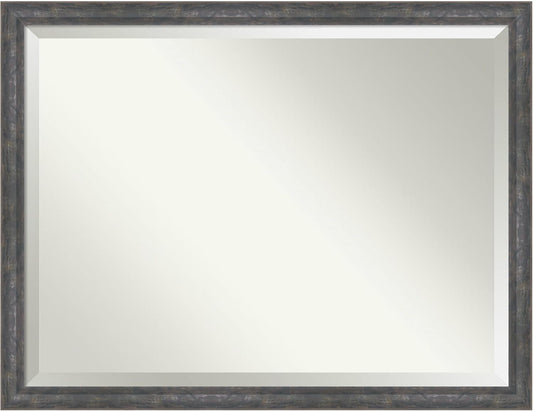 Amanti Art Grey Wall Mirror 33x43 Angled Metallic Rainbow Rectangle Bathroom Mirror for Wall Decor Living Room, X-Large Modern Contemporary Wood Frame, Hangs Horizonally and Vertically, Bathroom Decor