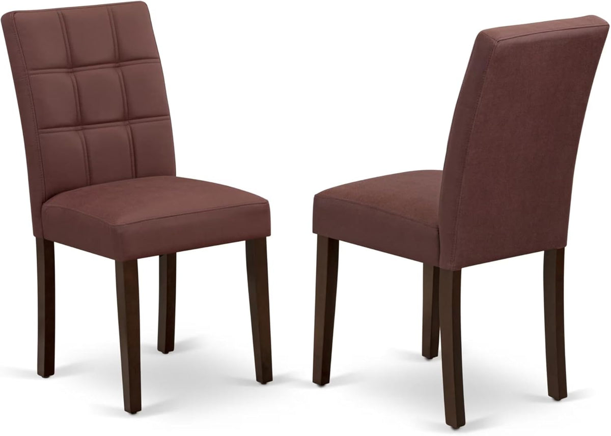 East West Furniture DOAS9-MAH-26 9 Piece Kitchen Table Set Consists A Dinning Table and 8 Burgundy Polyester Fabric Parson Dining Chairs, Mahogany