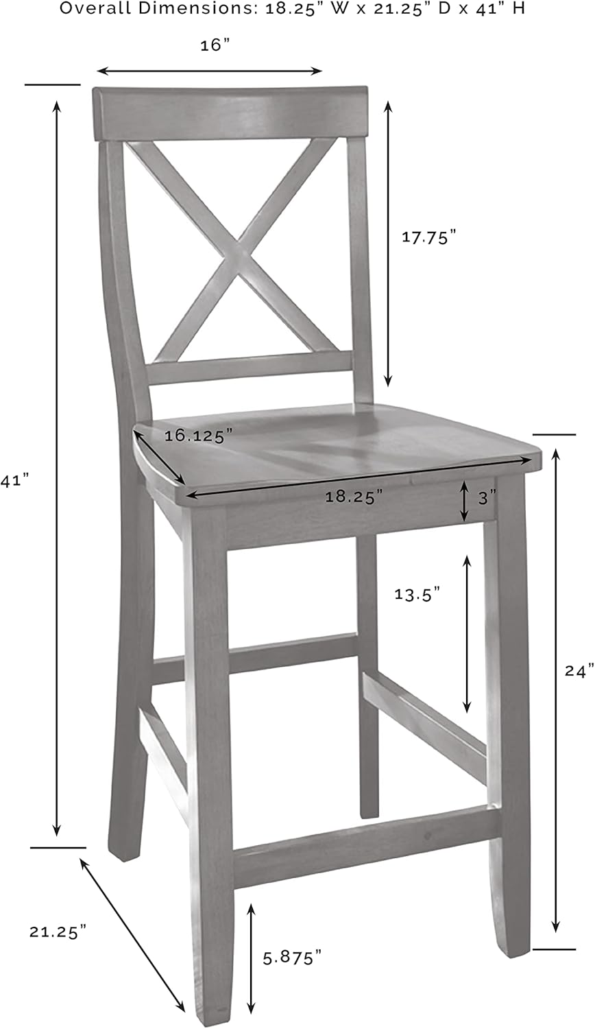 Crosley Furniture X-Back Wood Counter Height Bar Stools Set of 2, White, 24-inch