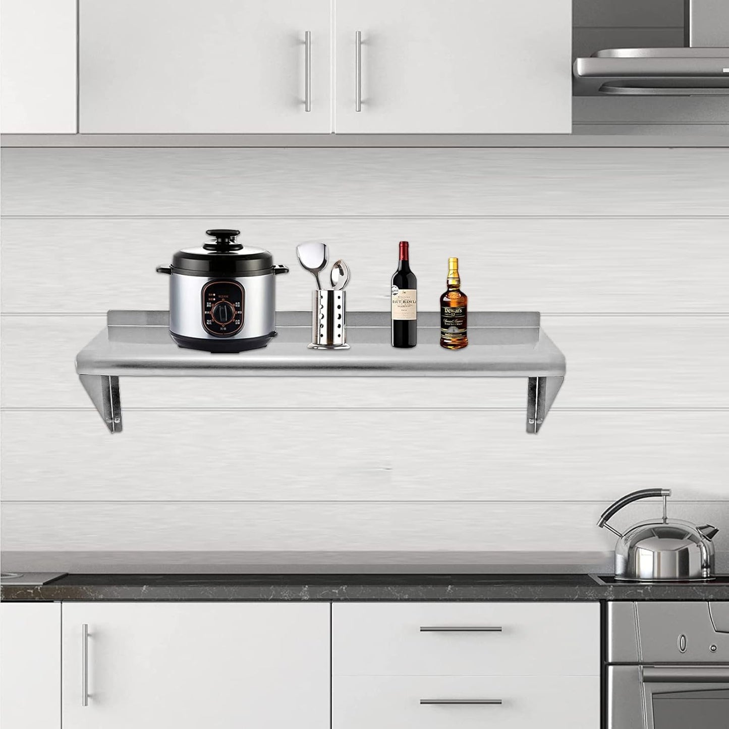 12''x36'' - 2PACKS Wall Mounted Stainless Steel Shelf NSF Commercial Metal Wall Mount Floating Shelving for Kitchen, Restaurant, Food Truck,Garage,Washrooms,Home&Hotel