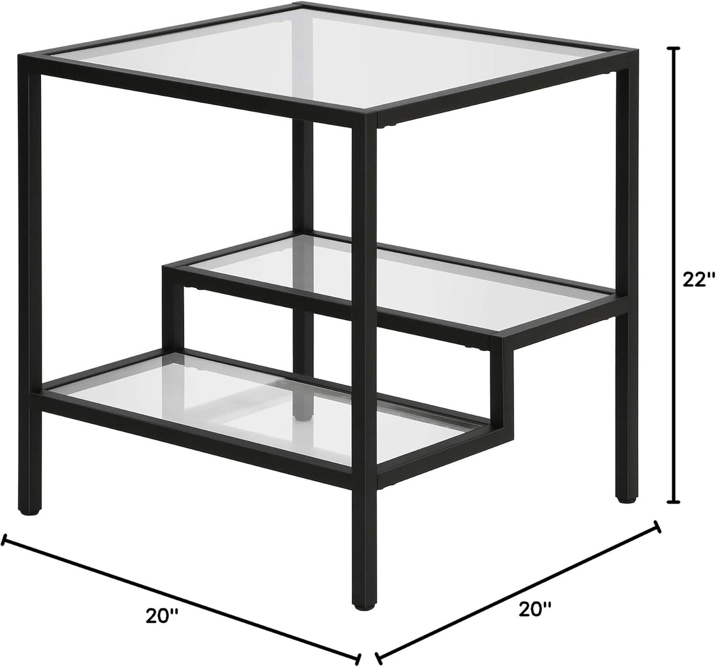 Henn&Hart 20" Wide Square Side Table in Blackened Bronze, Table for Living Room, Bedroom