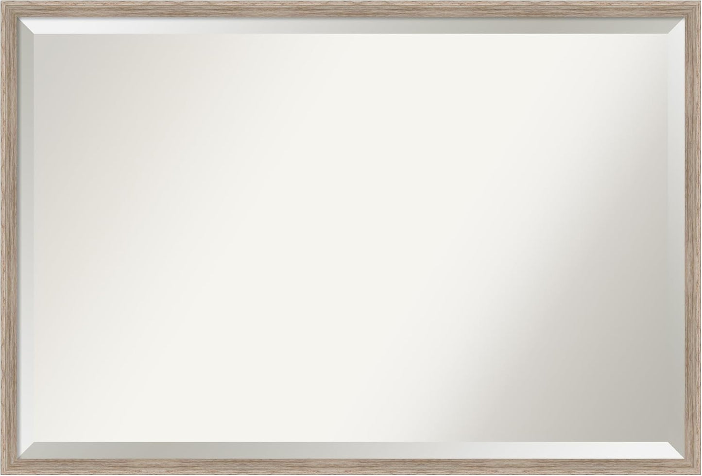 Amanti Art White Bathroom Mirror for Over Sink, 25x37 Hardwood Wedge White Wash Rectangle Vanity Mirror, Large Country Rustic Wood Frame, Hangs Horizonally and Vertically, Bathroom Wall Decor,