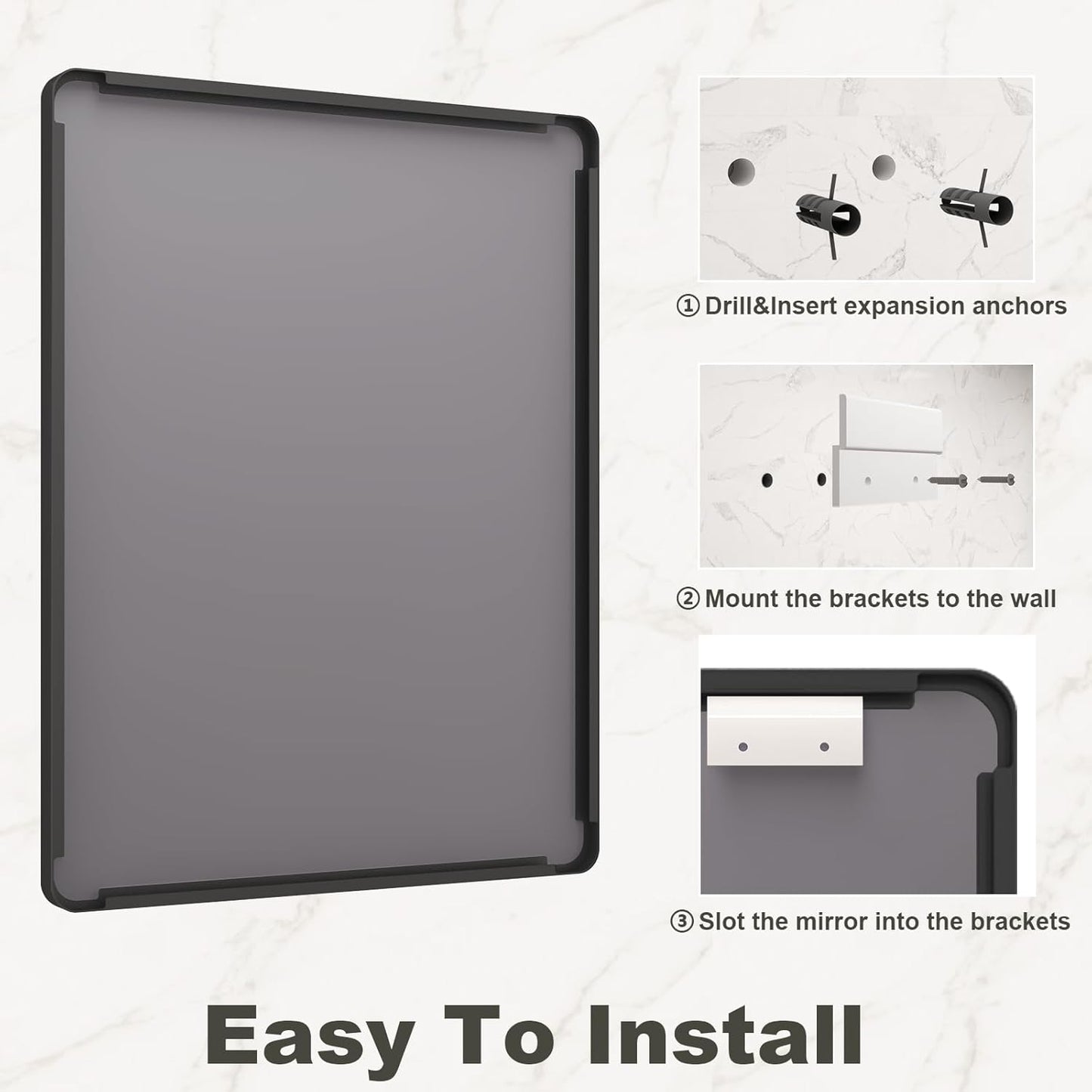 24x32 Inch Black Framed Bathroom Mirror for Wall, Matte Black Metal Wall Mirror, Black Rectangle Vanity Mirror, Tempered Glass, Anti-Rust, Hangs Vertically or Horizontally