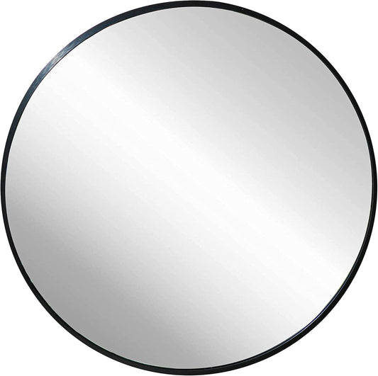 FrameWorks 24" Deluxe Contemporary Black Circular Aluminum Mirror