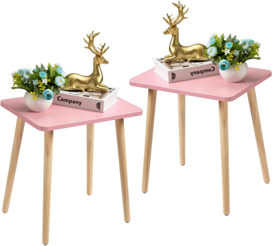 FORAOFUR Side Table Set of 2, Modern Side Table Accent Tables for Small Spaces, Wooden Home Decor, Easy Assembly