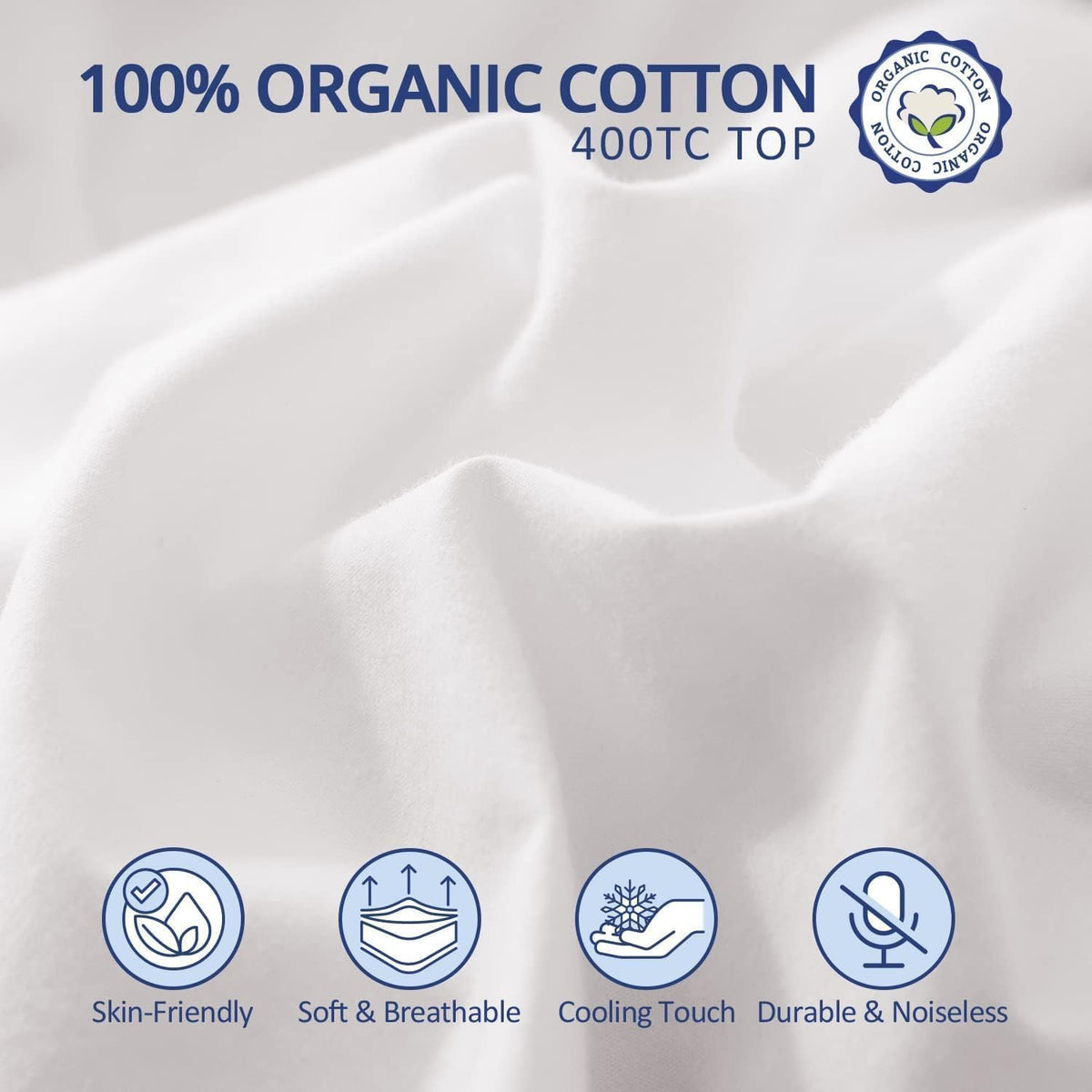 ELEMUSE 1300 GSM Overfilled Mattress Topper Queen with Baffle Box Design,Extra Thick Cooling Pillow Top Pad, 400TC Cotton Cover, Plush & Support Snow Down Alternative, White