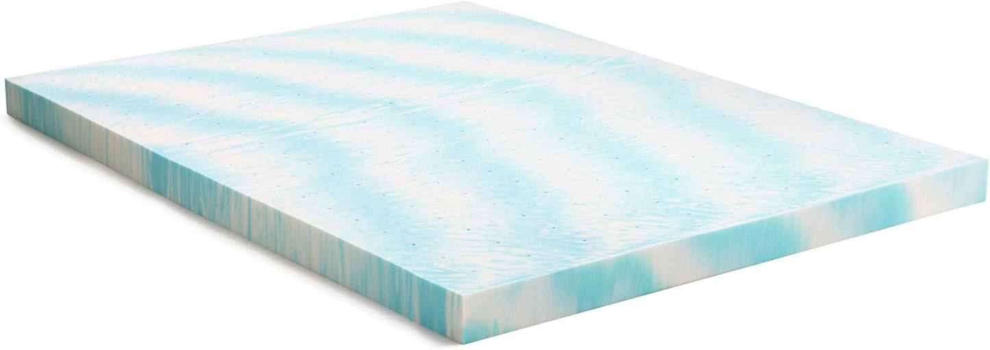 Linenspa 4 Inch Gel Swirl Memory Foam Mattress Topper – Cooling Gel Infused – Pressure Relieving Bed Topper - Mattress Pad – CertiPUR Certified - Twin XL Size