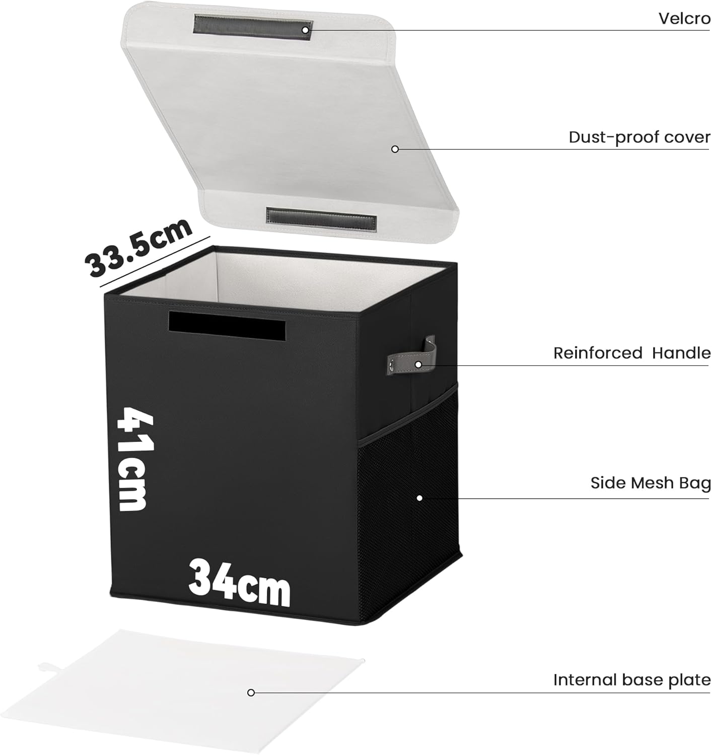 40L Large Toy Storage Box with Lid, Large Toy Box Chest for Kids, Girls and Boys, Nursery Room and Living Room, 13"x13" x16" - Black