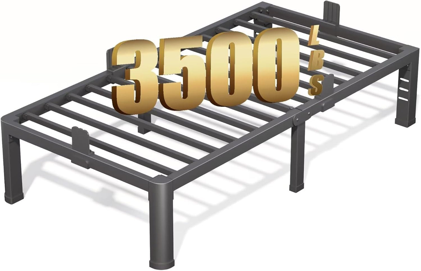 FUIOBYVV 14 Inch Twin XL Bed Frame with Rounded Corner and Headboard Hole Mattress Retainers 3500 LBS Metal Heavy Duty Steel Slats Support No Box Spring Needed Platform Noise Free Easy Assembly