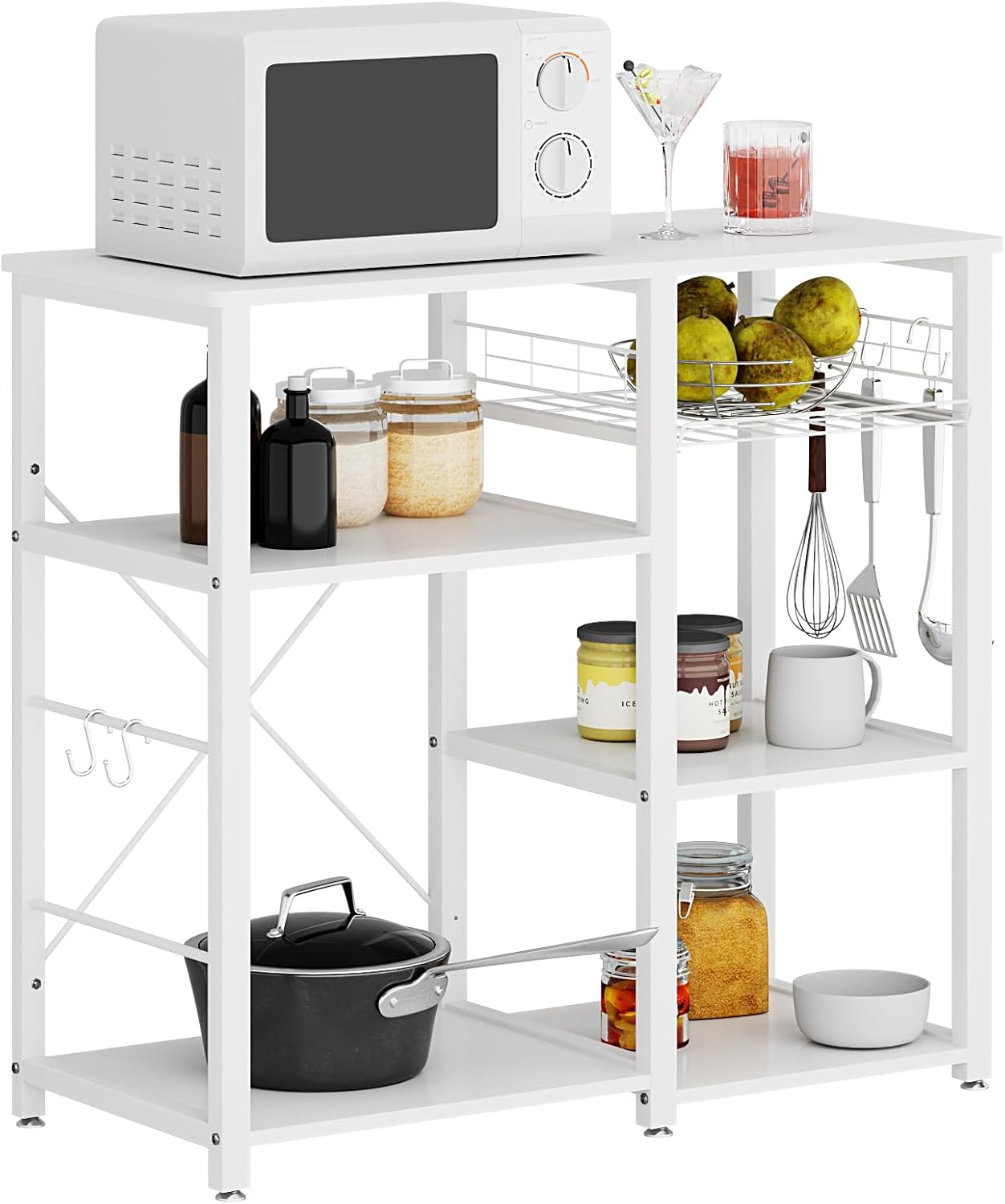 soges 3-Tier Kitchen Baker's Rack Utility Microwave Oven Stand Storage Cart Workstation Shelf, White