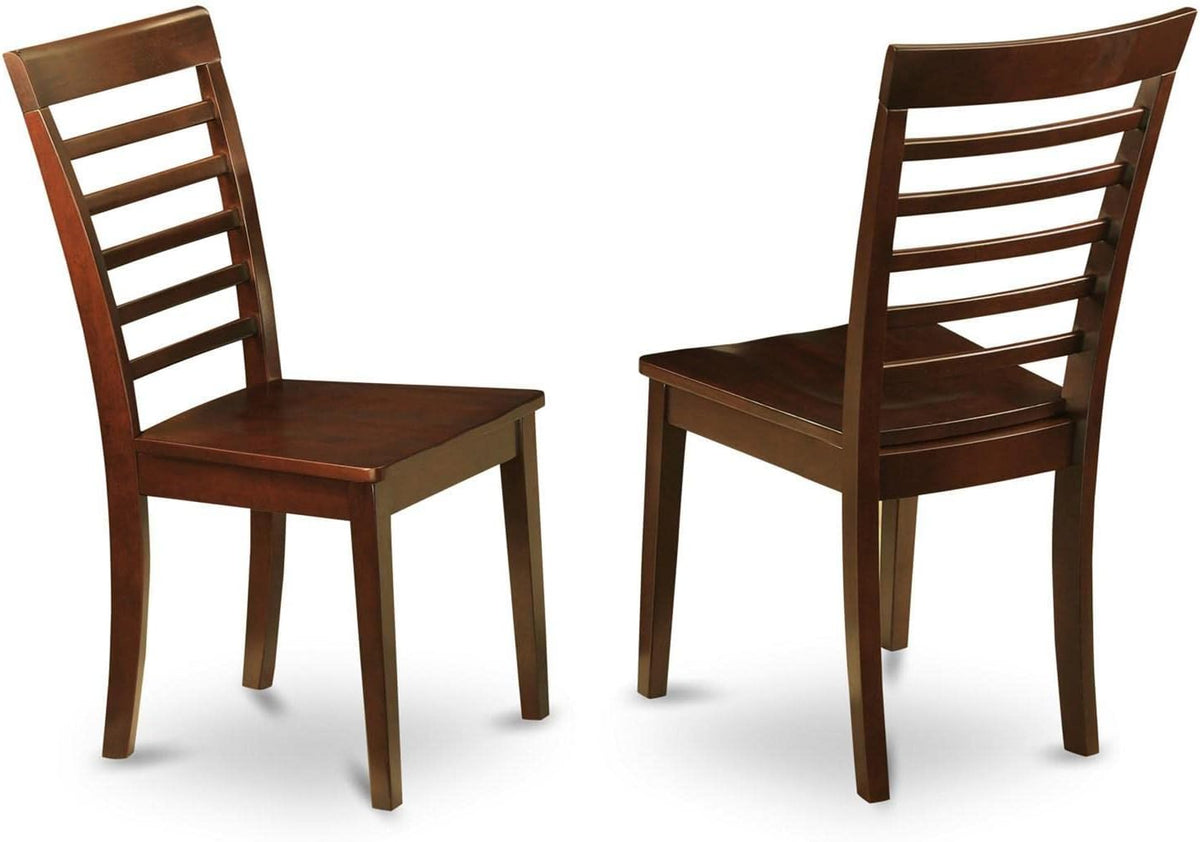 East West Furniture NOML5C-MAH-W 5 Piece Dining Table Set for 4 Includes a Rectangle Kitchen Table with Butterfly Leaf and 2 Dining Room Chairs with 2 Benches, 32x54 Inch, Mahogany