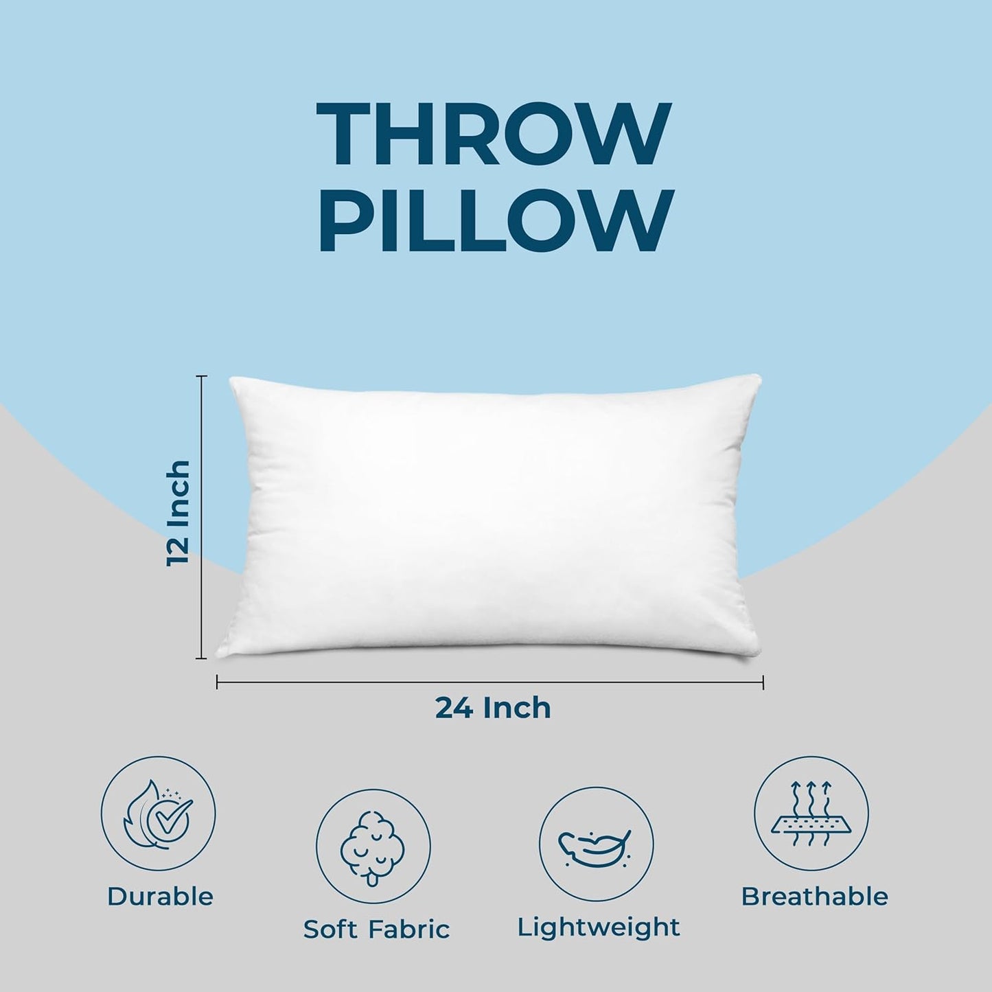 Utopia Bedding Throw Pillows (Set of 4, White), 12 x 24 Inches Pillows for Sofa, Bed and Couch Decorative Stuffer Pillow