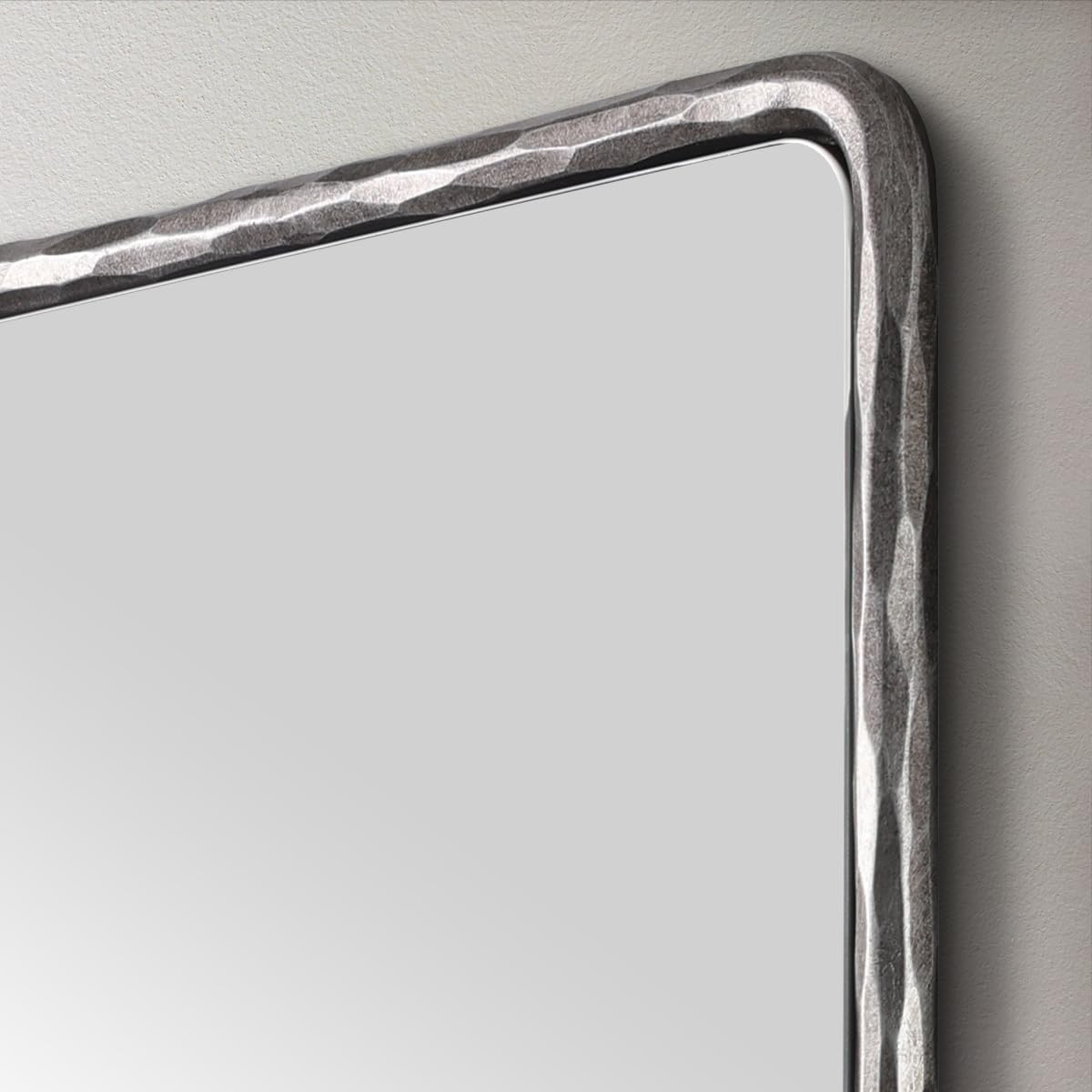 ANDY STAR Hand-Forged Silver Bathroom Mirrors for Wall, 22x30 Inch Vintage Solid Steel Metal Frame Bathroom Vanity Mirror, Antique Rounded Rectangle Wall Mirror, Hangs Horizontally or Vertically