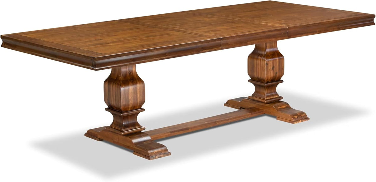 LKCY9-AWA-28 9-Piece Kitchen Table Set Includes a Dining Table and 8 Beige Polyester Fabric Dinner Chairs with High Back - Antique Walnut Finish
