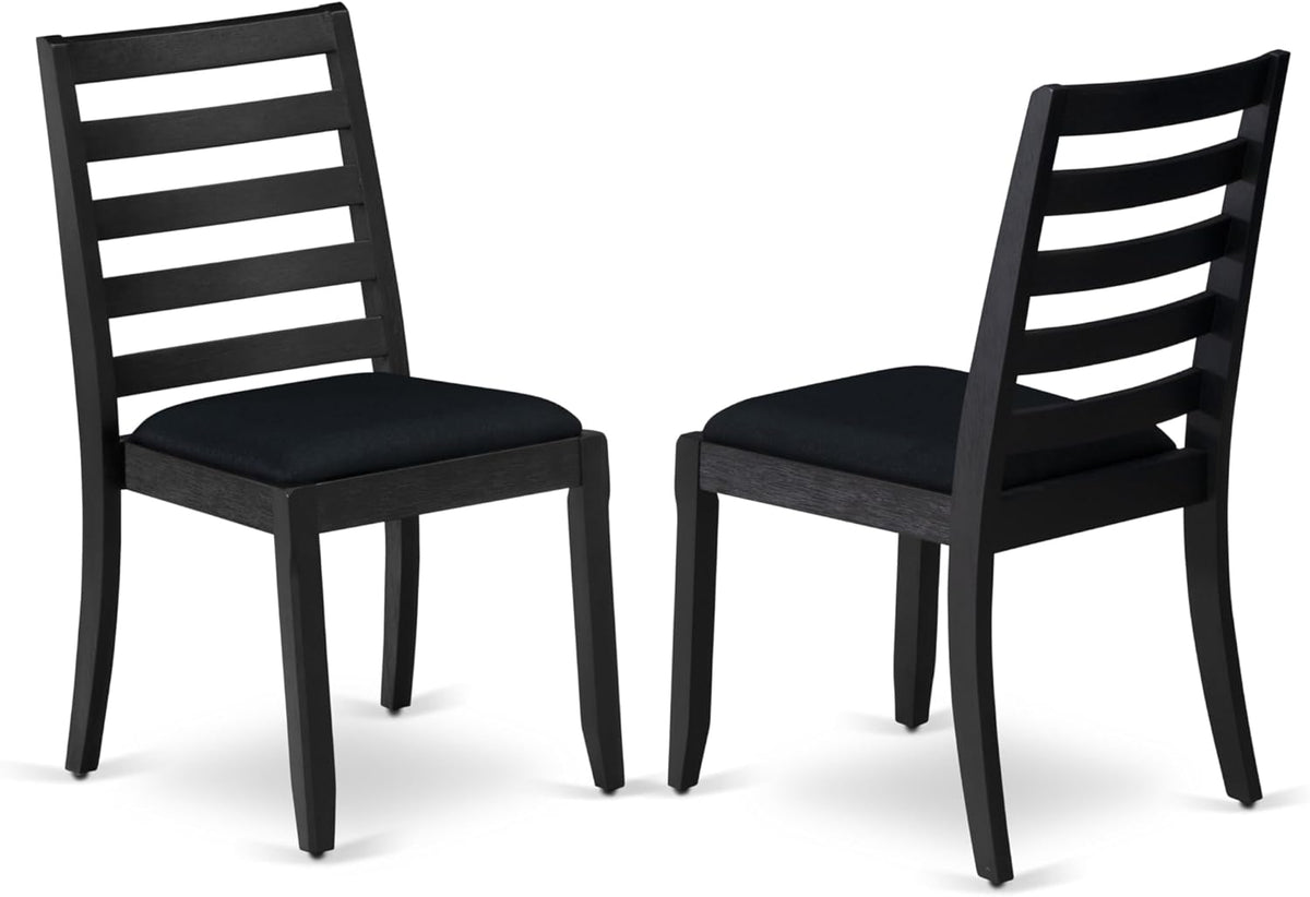 X07X1-B06-24 9-pc Modern Dining Room Table Set a Rectangular Dining Table and 2 wooden Benches and 7 Black Polyester Stackable Chair, 39x120 Inch, Wire Brushed Black