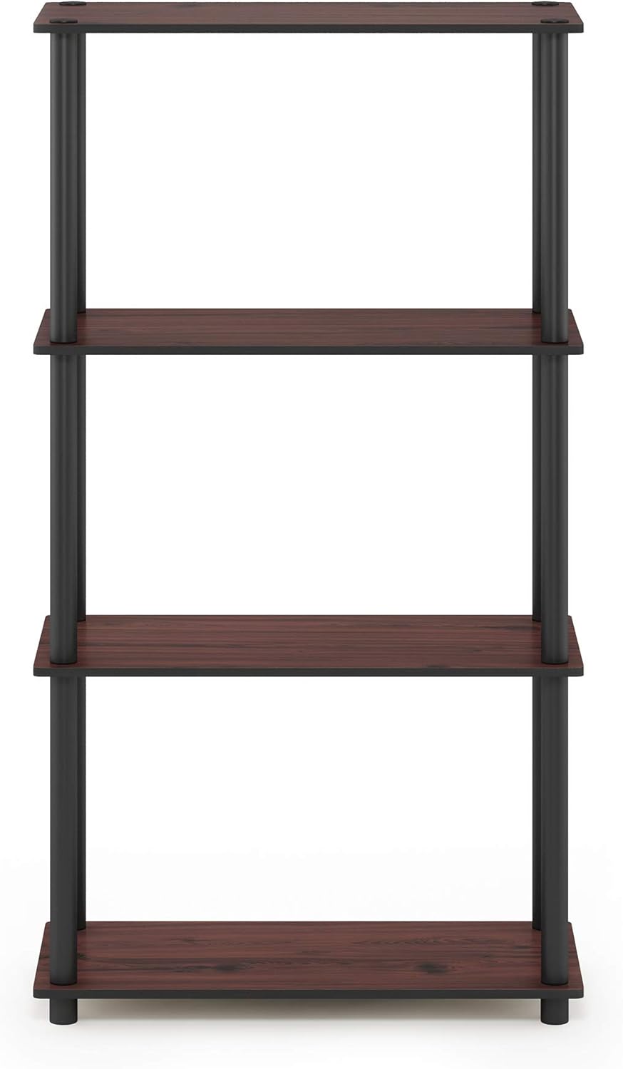 Furinno Turn-N-Tube 4-Tier Multipurpose Shelf Display Rack, Round Tubes, Dark Cherry/Black