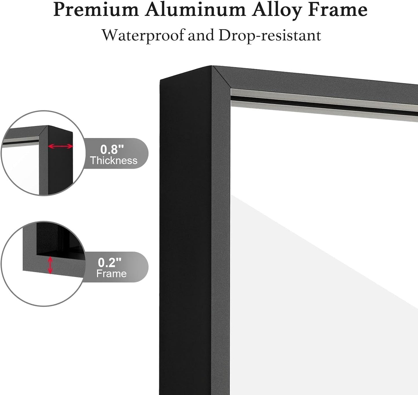 30x36 Inch Black Bathroom Mirror, Copper-Free Mirror, Aluminum Alloy Frame Vanity Rectangle Wall Mounted Modern Mirror for Bedroom/Living Room/Porch Horizontal or Vertical