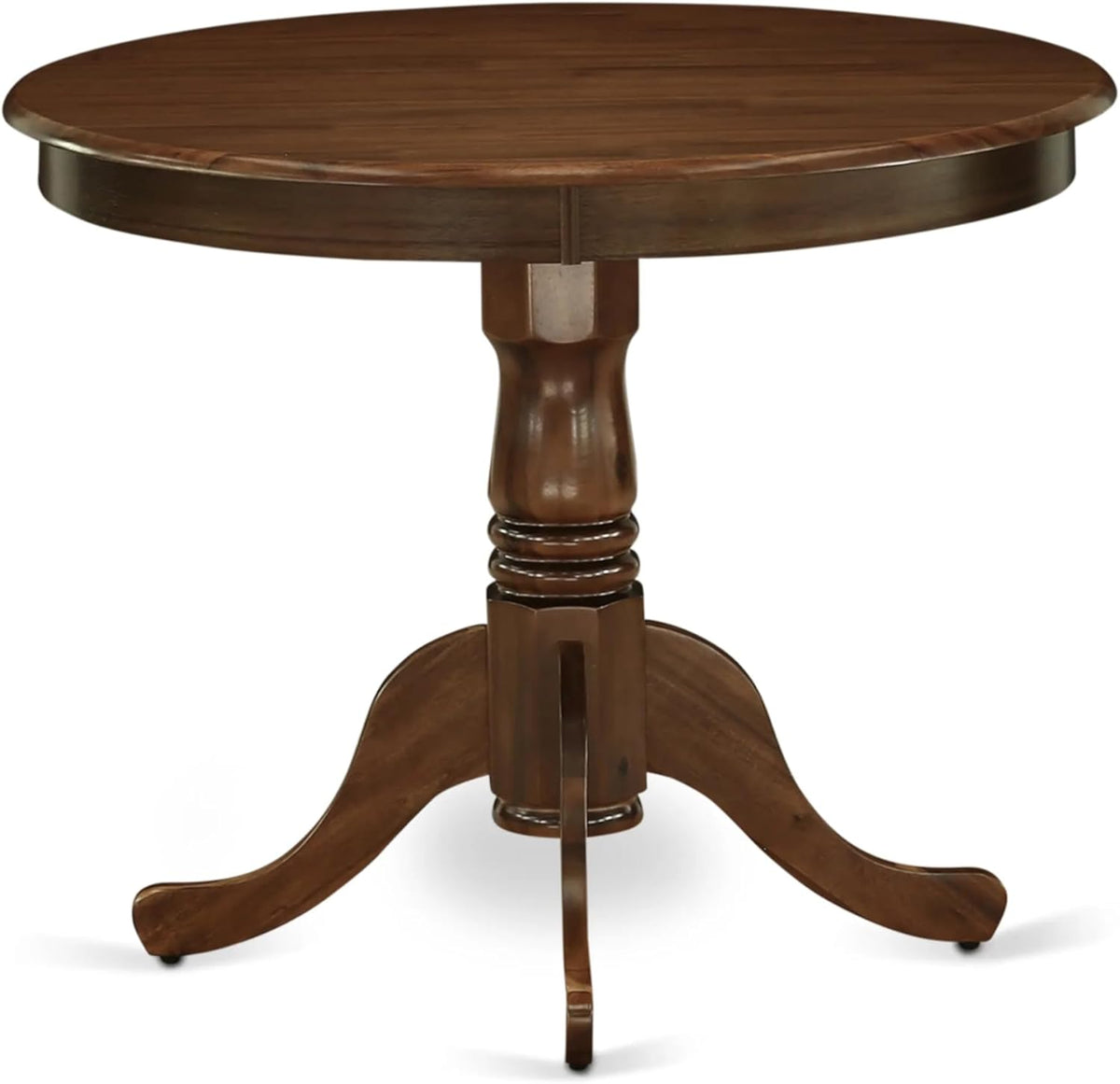 East West Furniture ANDA5-AWA-24 5 Piece Dining Table Set Consists of a Round Kitchen Table with Pedestal and 4 Polyester Fabric Padded Chairs, 36x36 Inch, Antique Walnut