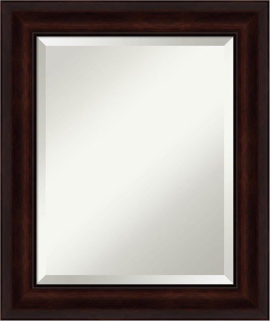 Amanti Art Brown Wall Mirror 25x21 Coffee Bean Brown Rectangle Bathroom Mirror for Wall Decor Living Room, Small Casual Frame, Hangs Horizonally and Vertically, Bathroom Decor, Beveled Edge from WI