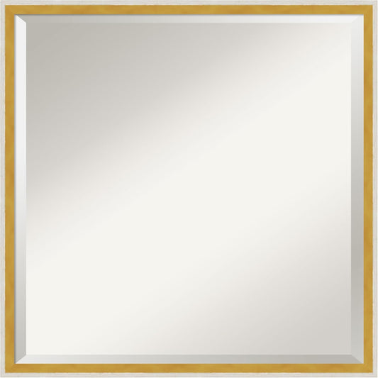 Amanti Art White Bathroom Mirror for Over Sink, 21x21 Paige White Gold Square Vanity Mirror, Medium Modern Contemporary Wood Frame, Hangs Horizonally and Vertically, Bathroom Wall Decor, Beveled Edge