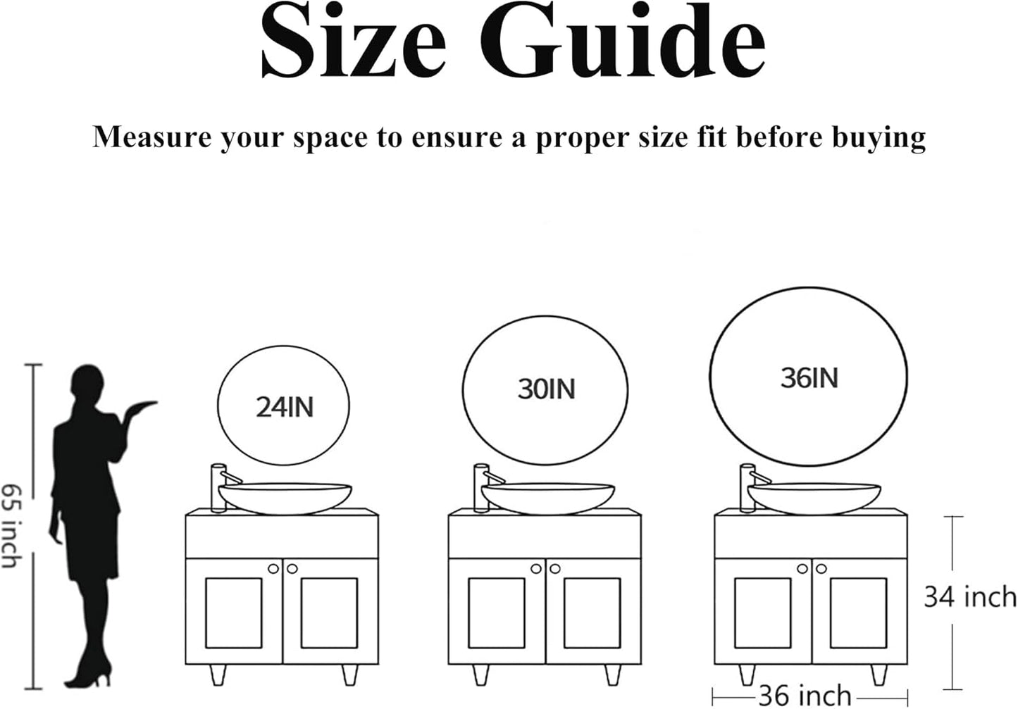 24 inch Gold Circle Wall Mirror, Brushed Gold Metal Framed Round Mirror for Bathroom Vanity, Bedroom Decor, Living Room, Entryway