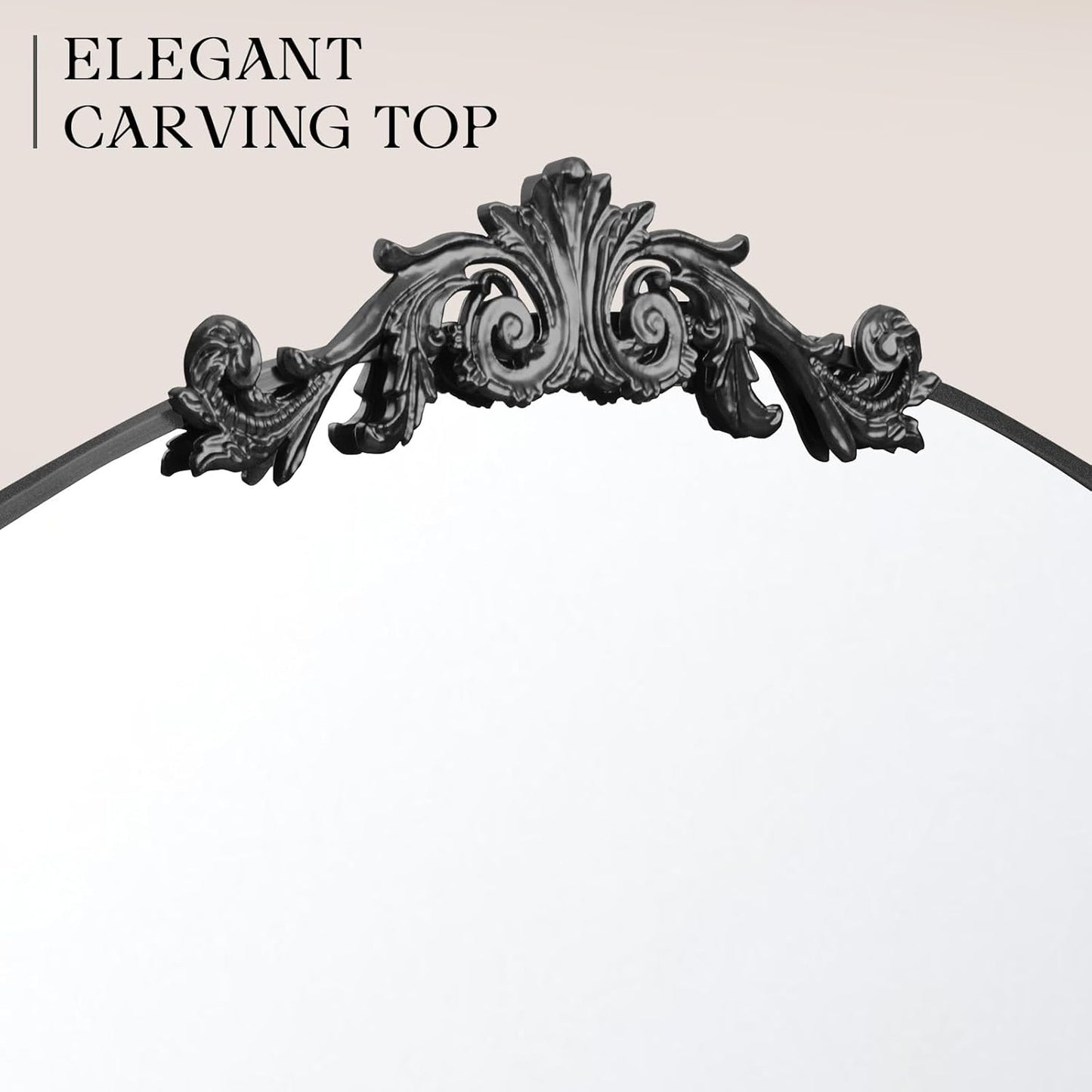 MISSDAY Vintage Matte Black Baroque Mirror for Wall, 36"X30" Arched Antique Wall Mirror with Elegant Carving Top, Full Metal Frame Wall-Mounted Mirror for Bathroom, Living Room, Fireplace, Entryway