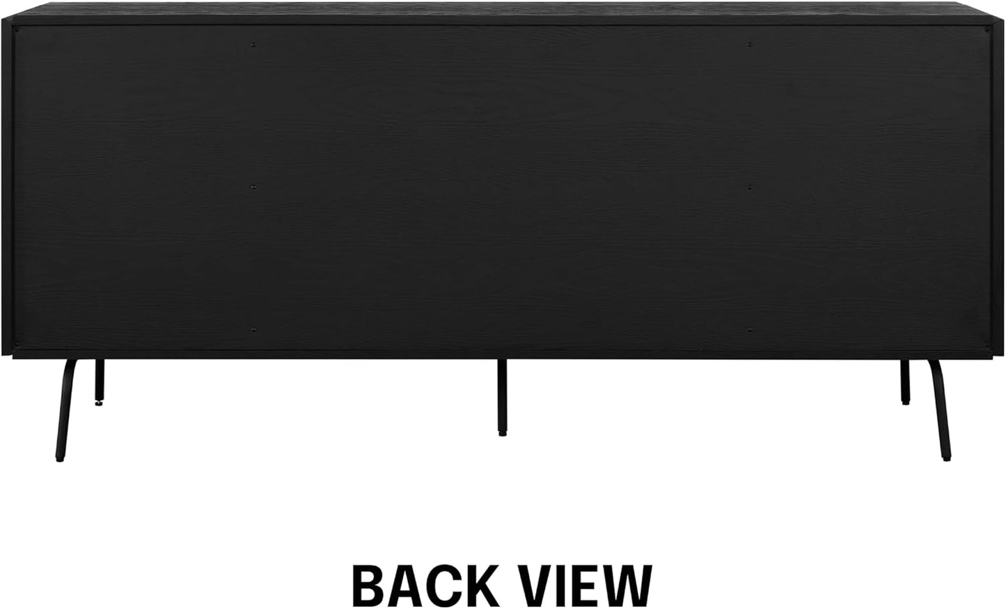 NTC Veil Modern Sideboard with 4 Doors, Buffet Cabinet with Vertical Groove Design and Metal Legs, Storage Cabinet for Living Room, and Hallway, Effortless Assembly - Burnt Black