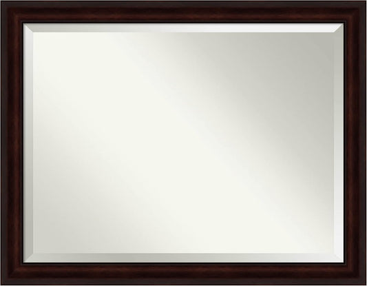 Amanti Art Brown Bathroom Mirror for Over Sink, 35x45 Coffee Bean Brown Rectangle Vanity Mirror, X-Large Casual Frame, Hangs Horizonally and Vertically, Bathroom Wall Decor, Beveled Edge from WI, USA