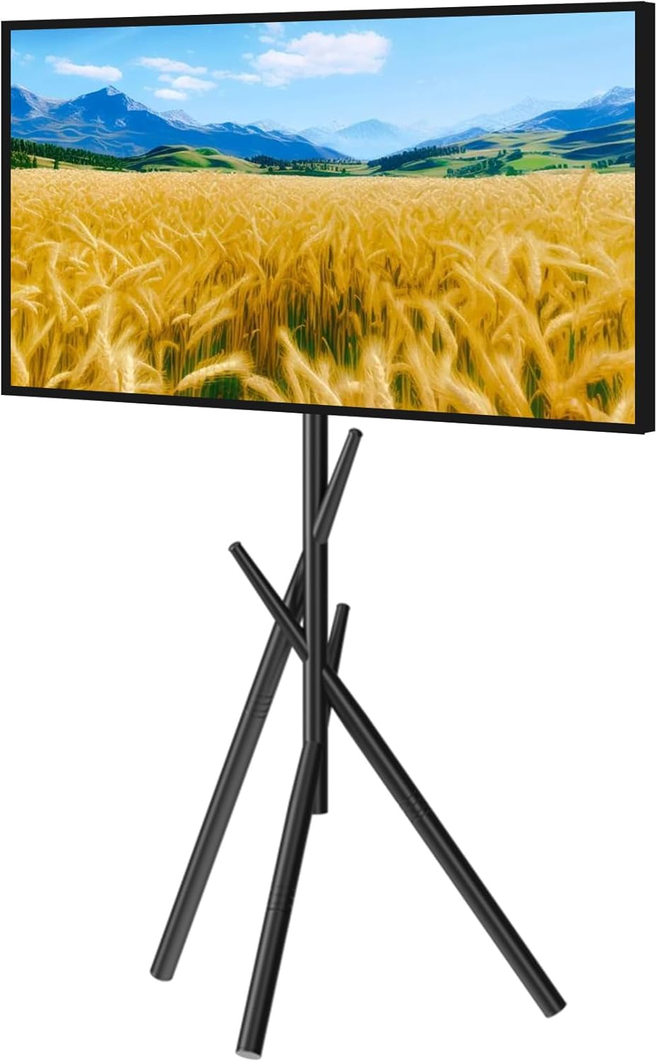 Easel Art TV cart for 43-90 inch TVs Triangular 3-Leg TV Cart with Height Adjustable 60KG Capacity Portable Floor cart for Living Room LS600B