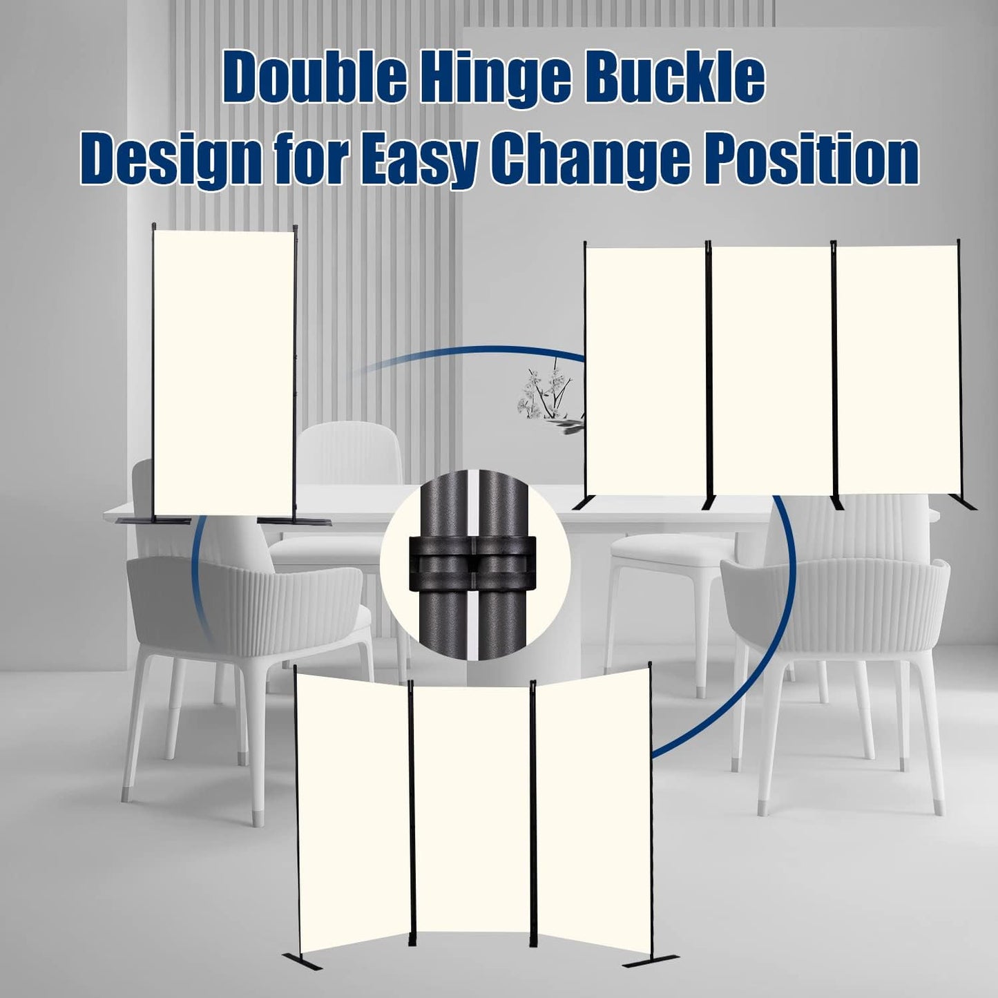 Room Divider 6FT Portable Room Dividers and Folding Privacy Screens, 102'' W Fabric Divider for Room Separation, 3 Panel Partition Room Dividers Freestanding Wall Divider Screen for Dorm Studio Office