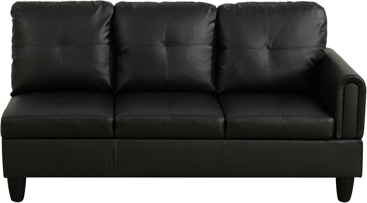 NicBex Sectional Couch 3 Pieces Sofa Set with Right Chaise Faux Leather L Shaped Cloud Couch for Living Room Furniture Sets with Storage Ottoman, Modular Sofa for Living Room & Apartment, Black