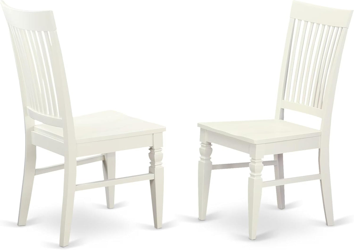East West Furniture ANWE5-LWH-W 5 Piece Dining Room Table Set Includes a Round Kitchen Table with Pedestal and 4 Dining Chairs, 36x36 Inch, Linen White