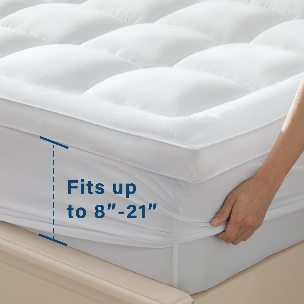 Anluoer King Mattress Topper, Memory Foam Pillow Top Mattress Topper for Back Pain, Extra Thick Breathable Mattress Pad with 8-21" Deep Pocket, 78x80 Inches, White