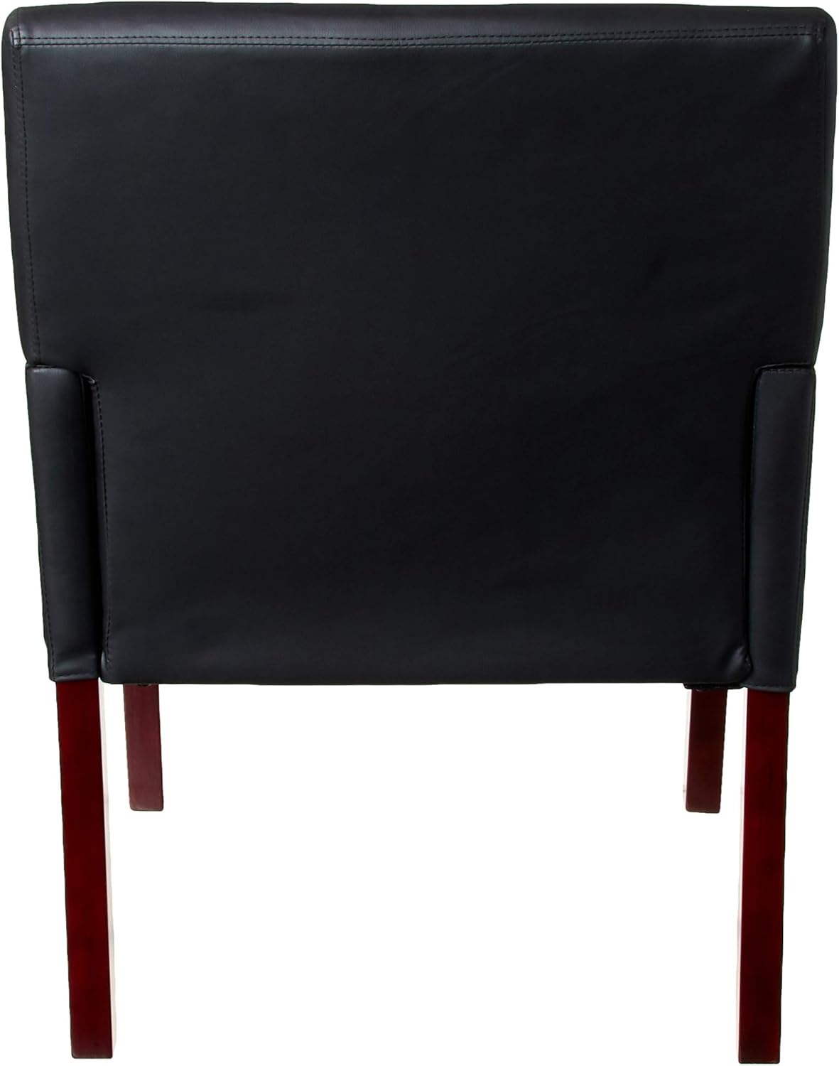 Boss Office Products Reception Box Arm Chair with Mahogany Finish in Black, 25"D x 24.5"W x 35"H