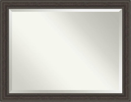 Amanti Art Brown Bathroom Mirror for Over Sink, 36x46 Shipwreck Greywash Rectangle Vanity Mirror, X-Large Traditional Frame, Hangs Horizonally and Vertically, Bathroom Wall Decor, Beveled Edge