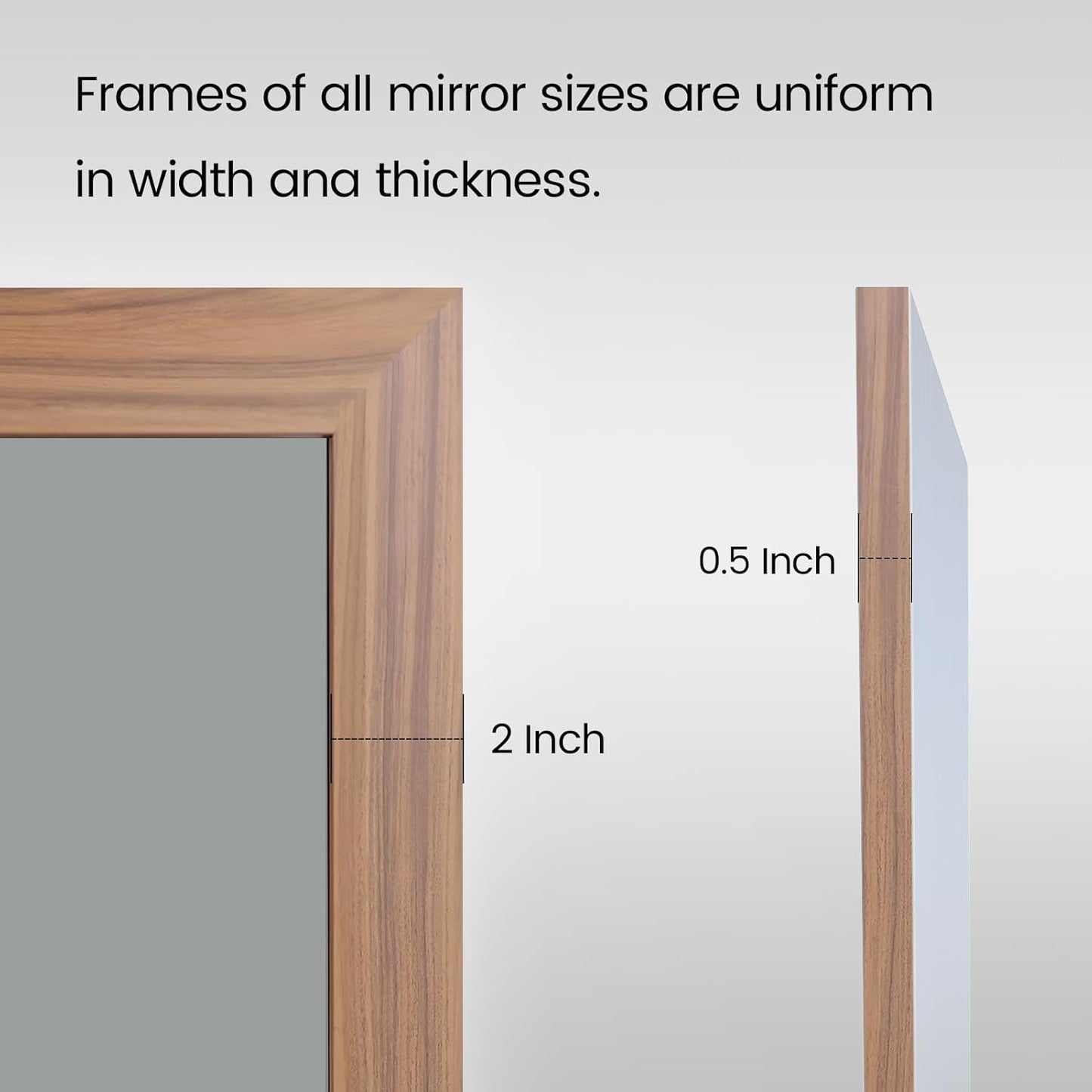 Amorho Bathroom Mirror, 20X30 Inch Wall Mirror, Walnut Wood Grain Metal Framed, Anti-Rust, Hang Horizontally/Vertically, Suitable for Bedroom, Farmhouse, Bathroom, Decorative