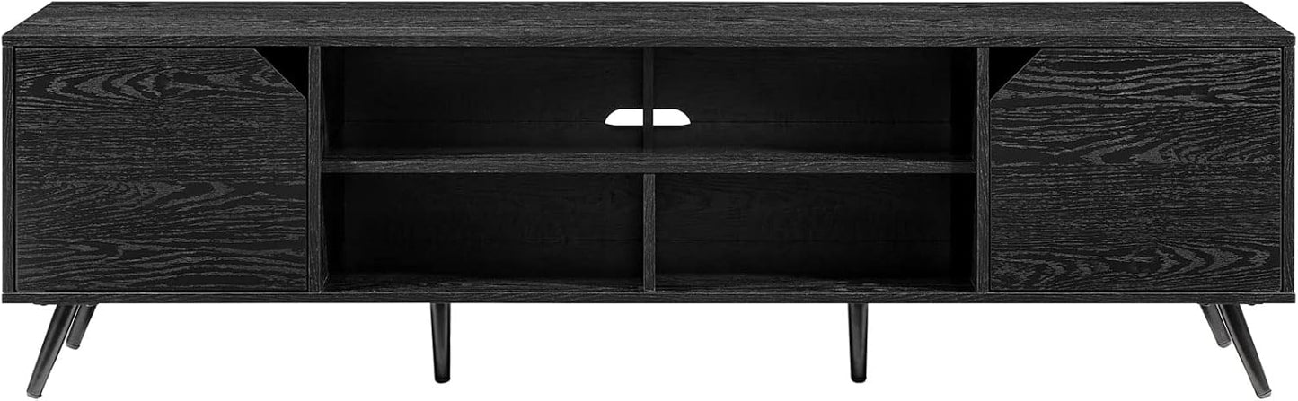 Walker Edison Nora Modern Minimal Open-Shelf TV Stand for TVs up to 80 Inches, 70 Inch, Black